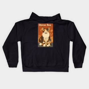 Devon Rex Cat Art Poster Vintage Style Kids Hoodie